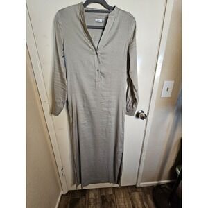 VINCE. Caftan Maxi Shirt Dress Linen Viscose Long Beach Neutral Size 2 Minimal